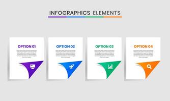 Paper Infographics Elements Design Icon Templates with 4 Options. Suitable for Process Diagram, Presentations, Workflow Layout, Infographic. vector