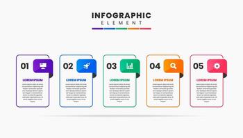Infographic Element Design Icon Templates with 5 Numbers. Can be used for Process Diagram, Presentations, Workflow Layout, Banner, Flow Chart vector