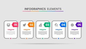 Label Infographic Element Design Icon Templates with 5 Numbers. Can be used for Process Diagram, Presentations, Banner, Flow Chart, Infographic. vector
