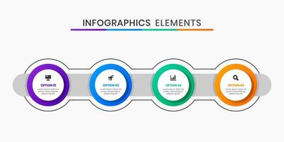 Infographic Element Design Templates with Icons and 4 Options or Steps. Suitable for Process Diagram, Presentations, Workflow Layout, Flow Chart, Infographic vector