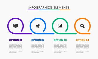 Line Infographics Elements Design Icon Templates with 4 Options or Steps. Suitable for Process Diagram, Presentations, Workflow Layout vector