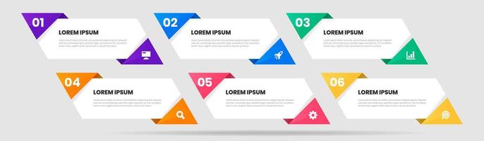 Infographic Element Design Templates with Icons and 6 Numbers. Suitable for Process Diagram vector