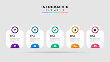 Infographic Element Design Icon Templates with 5 Numbers. Can be used for Process Diagram, Presentations, Workflow Layout, Banner, Flow Chart, Infographic. vector