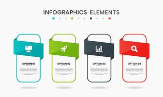Label Line Infographic Element Design Templates with Icons and 4 Options or Steps. Suitable for Process Diagram, Presentations vector