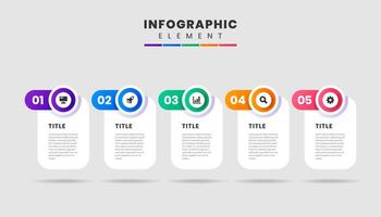 Infographic Element Design Icon Templates with 5 Numbers. Can be used for Process Diagram, Presentations, Workflow Layout, Flow Chart, Infographic. vector