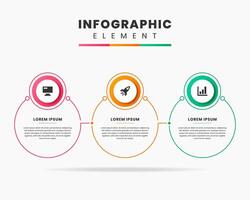 Circle Infographic Element Design icon templates with 3 options. Can be used for process diagram, presentations, workflow layout, banner, flow chart, infographic. vector