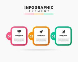 Rectangle Label, Infographic Element Design icon templates with 3 Numbers. Can be used for process diagram, presentations, workflow layout, banner, flow chart, infographic. vector