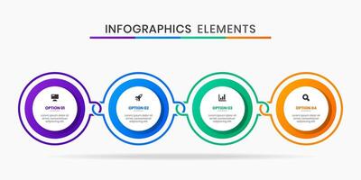 Circle Infographic Element Design Templates with Icons and 4 Options or Steps. Suitable for Process Diagram, Presentations, Workflow Layout vector