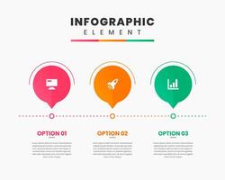 Colorful Infographic Element Design icon templates with 3 options. Can be used for process diagram, presentations, workflow layout, banner, flow chart vector