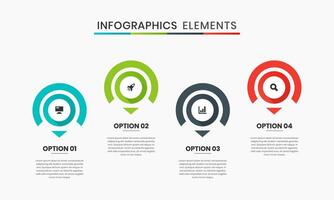 Infographics Elements Design Icon Templates with 4 Circles. Suitable for Process Diagram, Presentations vector