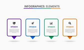 Line Infographic Element Design Templates with Icons and 4 Options. Suitable for Process Diagram, Presentations, Workflow Layout, Flow Chart vector