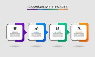 Square Infographics Elements Design Icon Templates with 4 Steps. Suitable for Process Diagram, Presentations, Workflow Layout, Infographic. vector