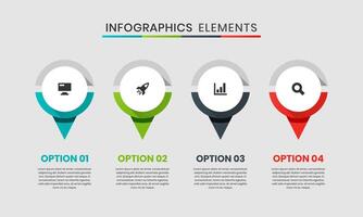 Infographic Element Design Templates with Icons and 4 Options or Steps. Suitable for Process Diagram, Presentations, Workflow Layout vector