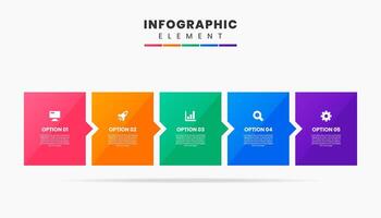 Colorful Infographic Element Design Icon Templates with 5 Options or Steps. Can be used for Process Diagram, Presentations, Workflow Layout, Banner, Flow Chart, Infographic. vector