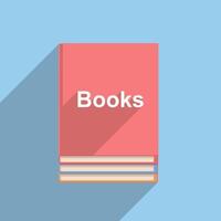 Three books, flat design with long shadows vector