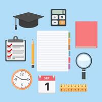 Set of different education objects, flat design, vectro eps10 illustration vector