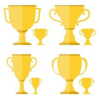 Golden cups on white background, flat design vector