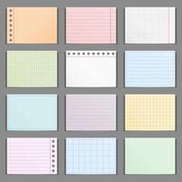 Blank colored paper sheets with shadows vector