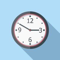 Clock icon, flat design with long shadow vector