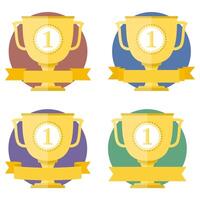 Golden cup with different ribbons vector