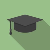 Graduation cap icon, flat design with long shadow vector