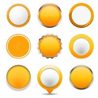 Set of yellow round buttons on white background, eps10 illustrarion vector
