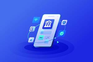 Digital Banking Virtual Bank, Mobile mockup online application fintech technology financial service and investment on smart phone. vector
