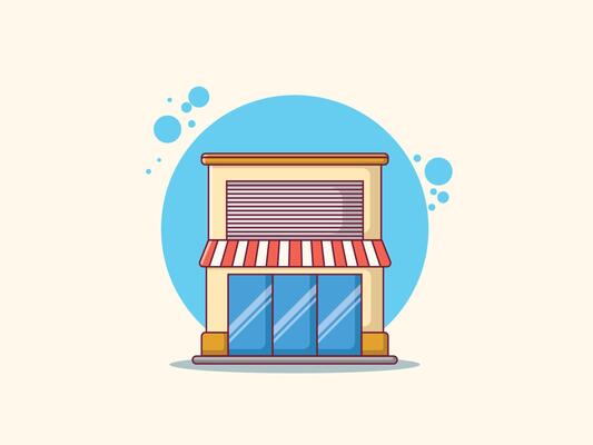 Shop building Icon Illustration. Building And Landmark Icon Concept White Isolated. Flat Cartoon Style Suitable for Web Landing Page, Banner, Sticker, Background