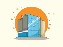 Hotel building flat illustration. Hotel flat design with isolated background and simple illustration vector