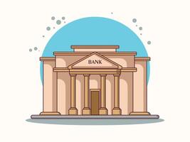 illustration of a classical bank building, design of a classical building with columns, representing a bank, government institution, or financial services. vector