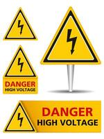 Set of high voltage signs on white background vector