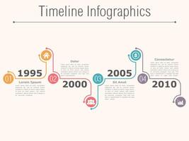 Timeline infographics design template with numbers, icons, dates and place for your text vector