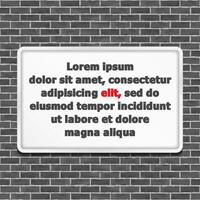 White frame on black brick wall vector