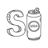 An illustration of letter S stand for Soda vector