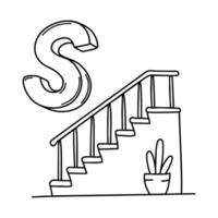 An illustration of letter S stand for Stairs vector