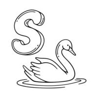 An illustration of letter S stand for Swan vector