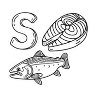 An illustration of letter S stand for Salmon fish vector