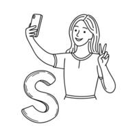An illustration of letter S stand for Selfie vector