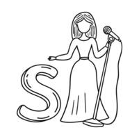 An illustration of letter S stand for Sing vector