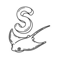 An illustration of letter S stand for Stingray vector