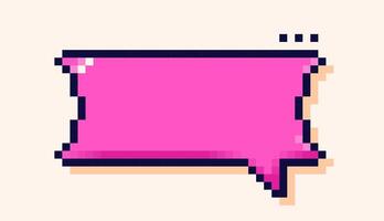 Single pixel art speech bubble with magenta background. vector