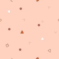 Bohemian seamless pattern with kawaii different circles and triangles and flowers. vector