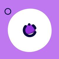 A kawaii sticker with a circle on a purple background. vector