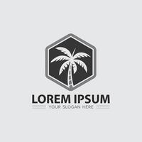 summer logo with palm design and palm tree icon stock illustration vector