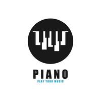 Piano keyboard logo design template vector