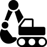 Excavator, Digger, Construction Glyph Solid Icon vector