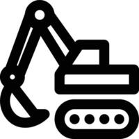 Excavator, Digger, Construction Outline Icon vector