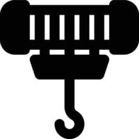 Winch, Hook, Rope Glyph Solid Icon vector