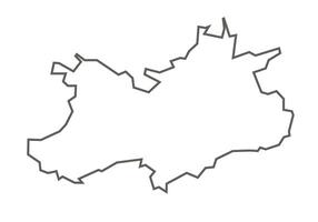 Raisen District of Madhya Pradesh outline map on a white background vector