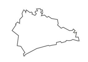 Rewa District of Madhya Pradesh outline map on a white background vector